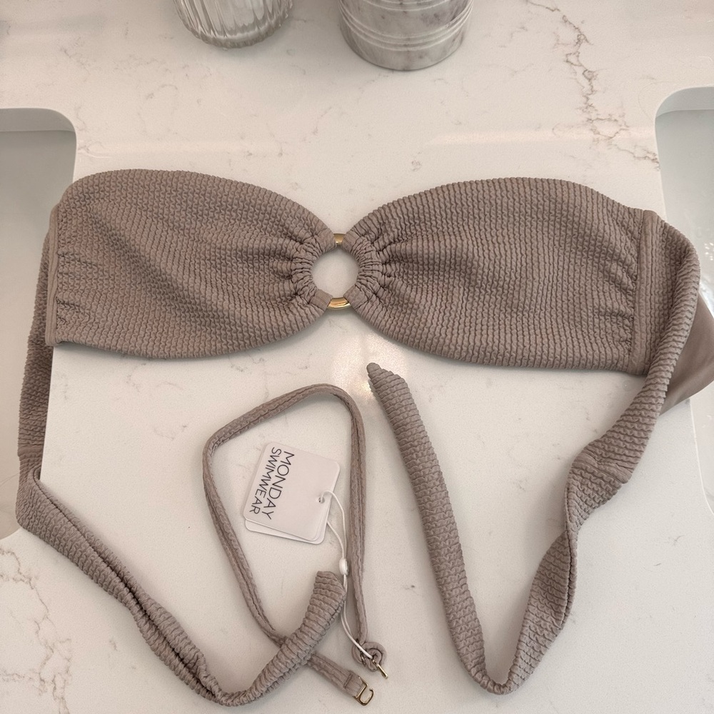 Monday Swimwear Beige Textured Bikini Top